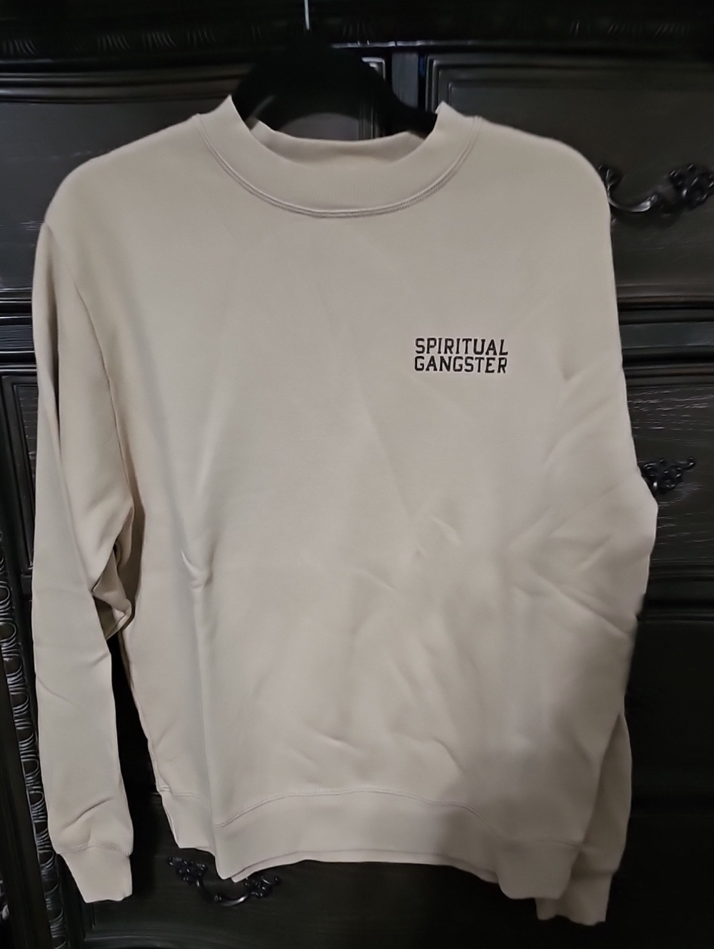 Spiritual Gangster Men’s Crewneck Emblem Sweatshirt in Beige